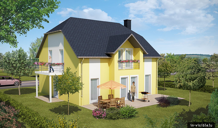 3D architectural visualization & rendering, Rendu de visualisation architecturale en image de synthèse 3D : Senningerberg